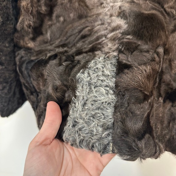 Bisang Couture Fur Mink Coat Small Black Gray Lined Outerwear Button Stripe - Picture 9 of 10